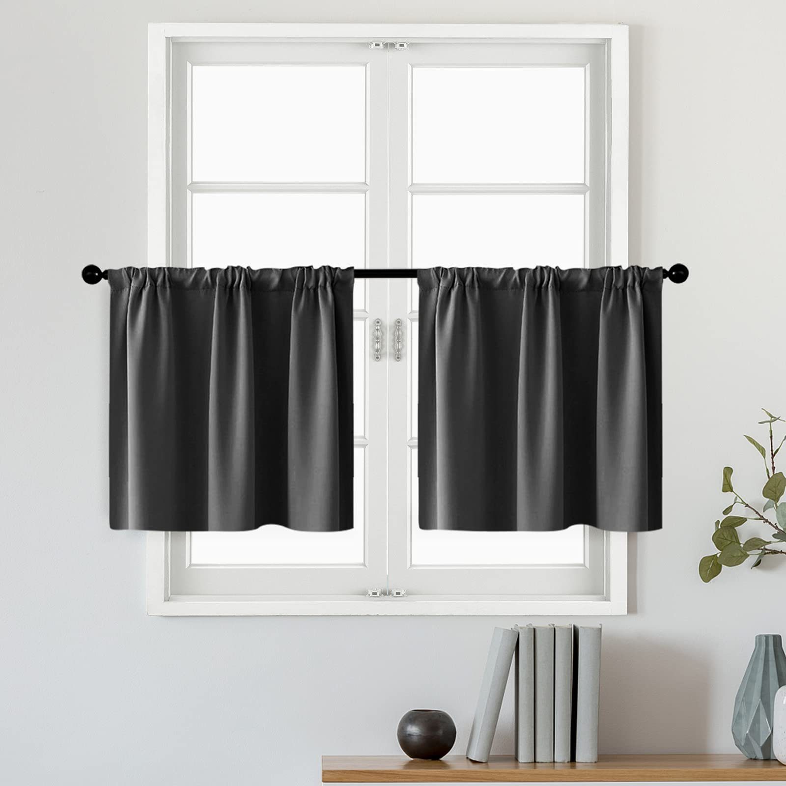 Scheibengardine, HOMEIDEAS, Stangendurchzug (2 St), verdunkelnd, Kurz