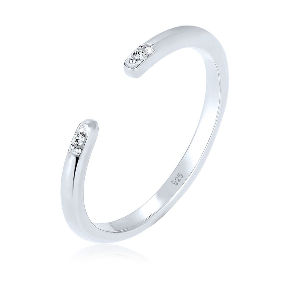 Elli Elli Bague Minimal Geo Kristalle 925 Silber Bague