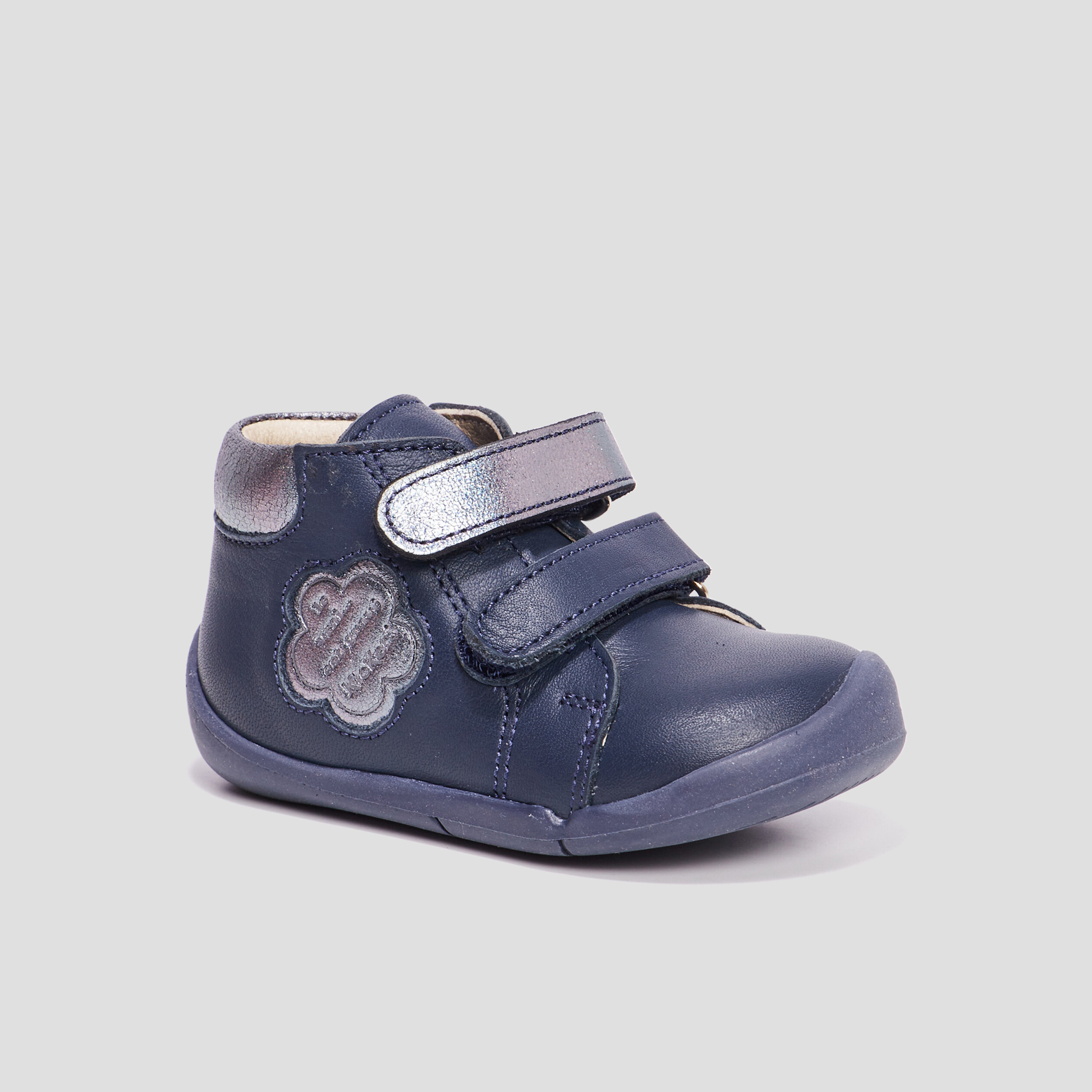 Bottillons en cuir Wakalla bleu marine bébé fille | La Halle