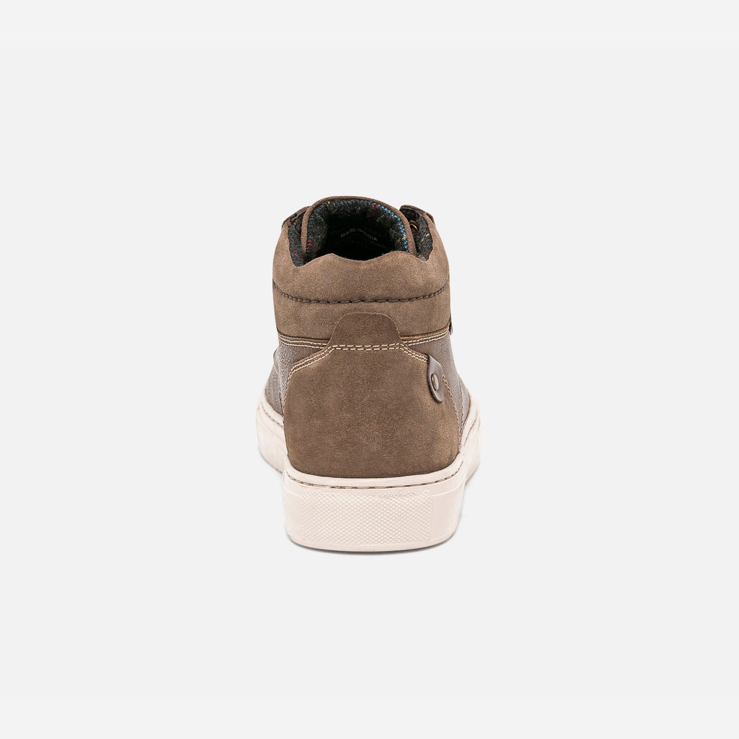 Basket marron en cuir doublure carreaux