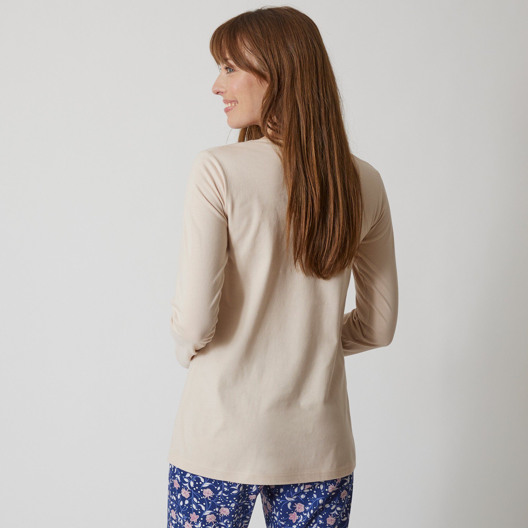 T-shirt pyjama manches longues motif floral imprimé