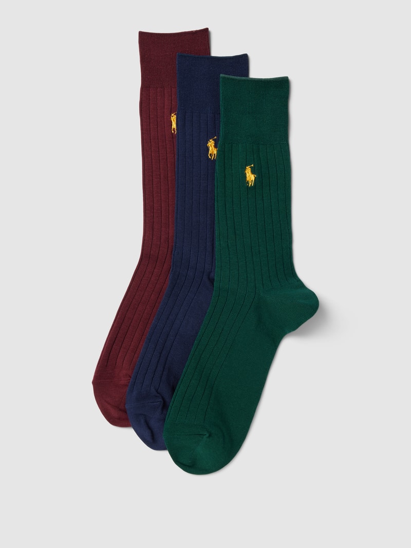 Socken mit Label-Stitching im 3er-Pack in bordeaux rot