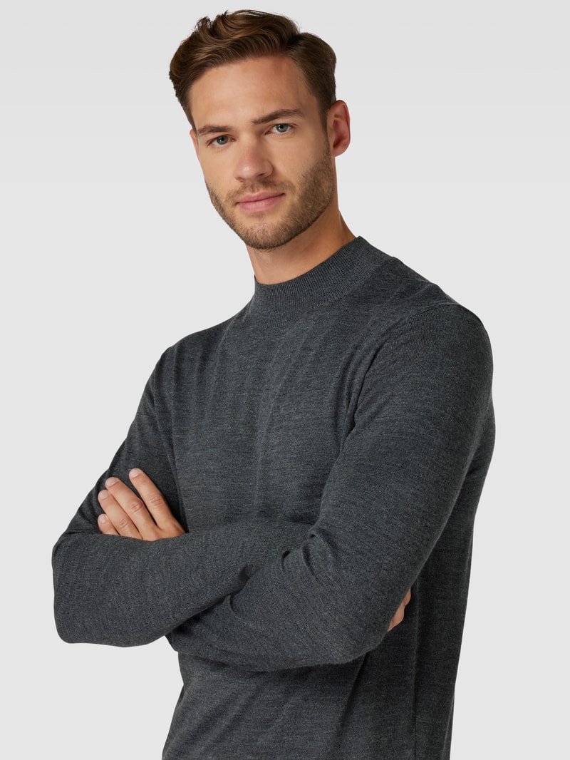 Strickpullover mit Turtleneck Modell 'TOWN' in mittelgrau