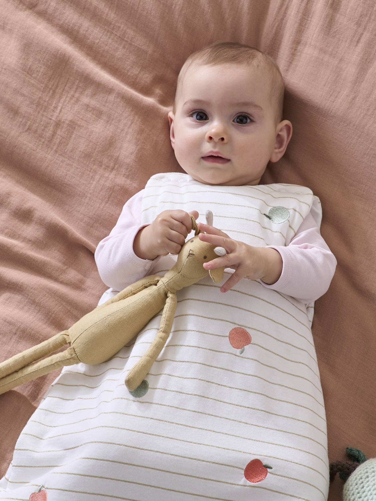 Vertbaudet Ärmelloser Baby Schlafsack APFEL Oeko-Tex - weiß bedruckt