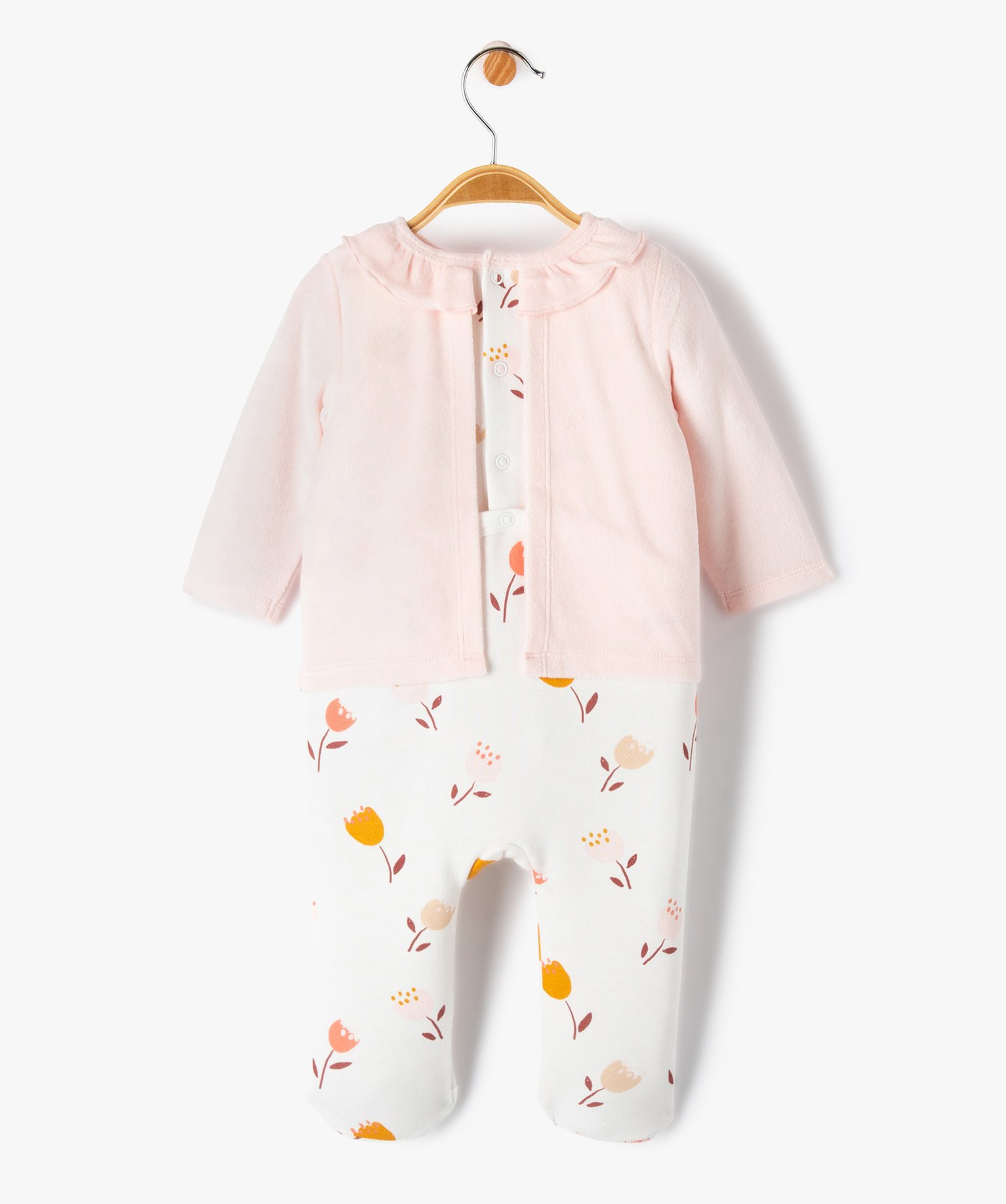 Pyjama bébé fille bimatières effet 2 en 1 rose | GEMO