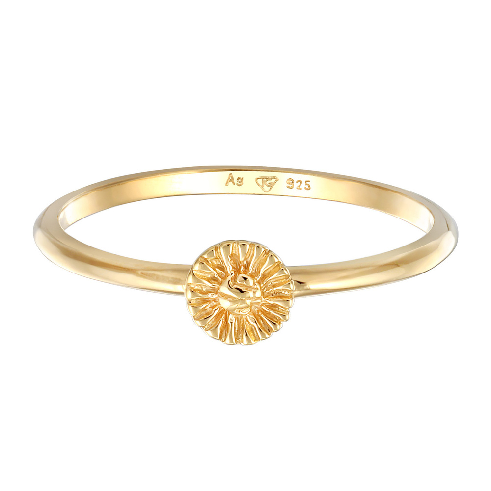 Elli Elli Bague Femmes pile fleur boho hippie en argent sterling 925 plaqué or Bague