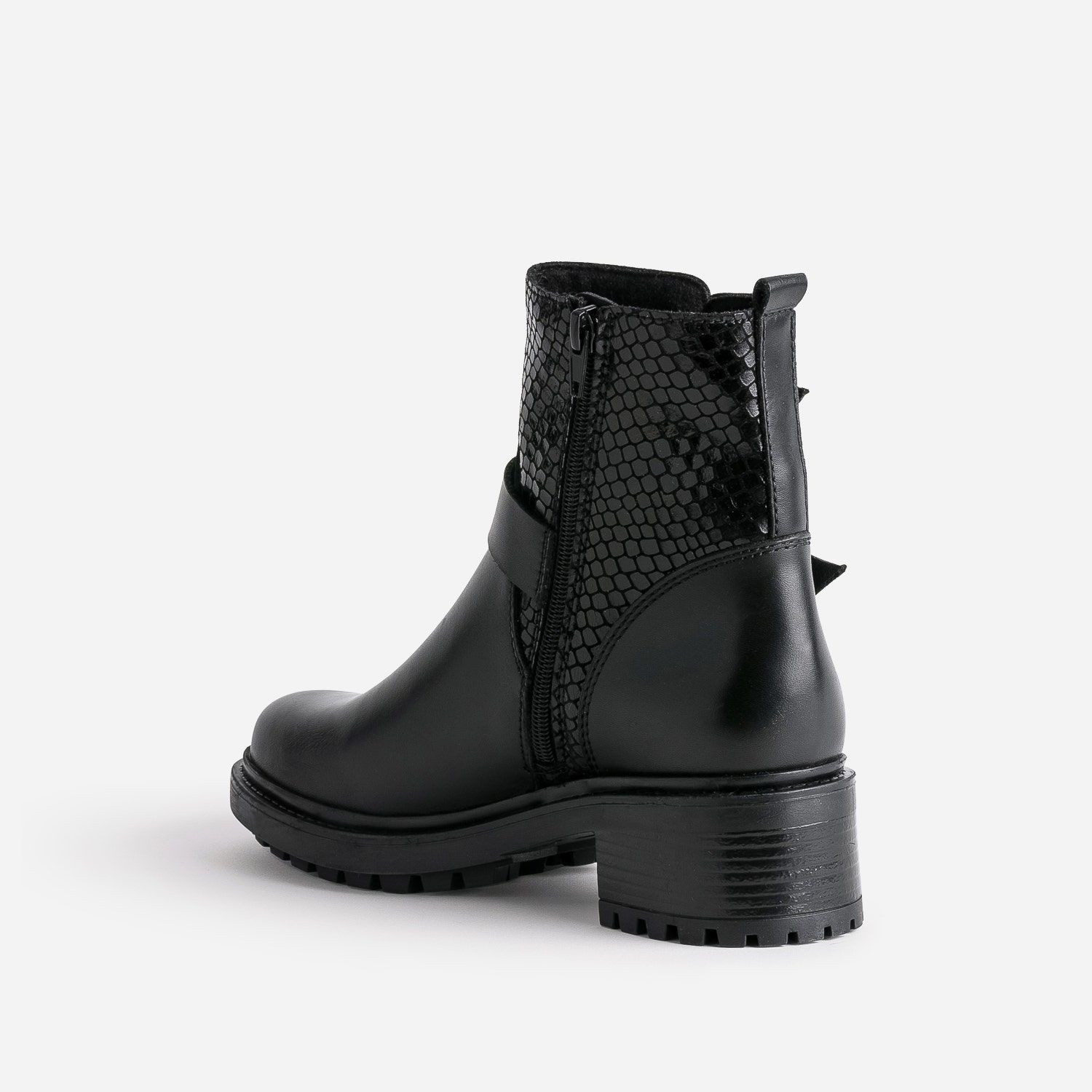 Boots motard noir éco-conçu en cuir