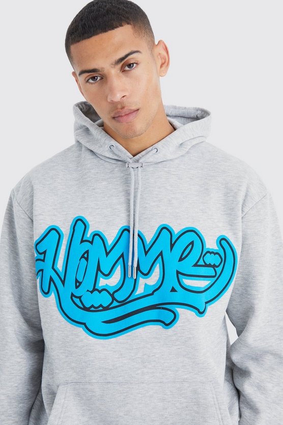 Oversize Hoodie mit Homme Graffiti-Print
