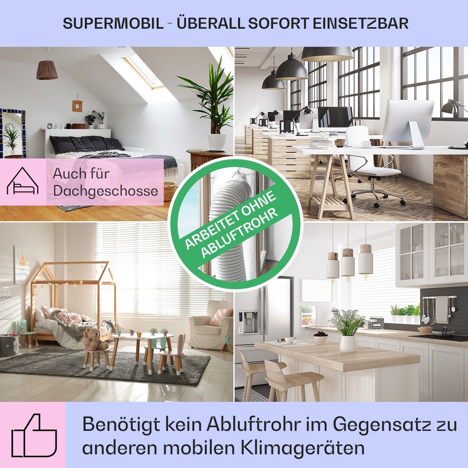 Klarstein Ventilatorkombigerät Skytower Grand Smart Luftkühler, mit Wasserkühlung & Eis mobil Klimagerät ohne Abluftschlauch