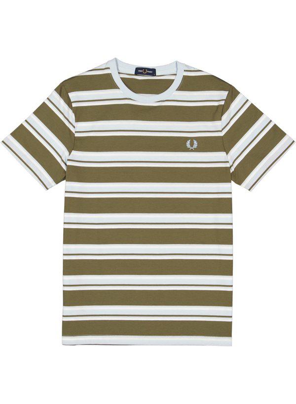 Fred Perry, T-Shirt, Baumwolle, dunkelgrün-eisblau gestreift