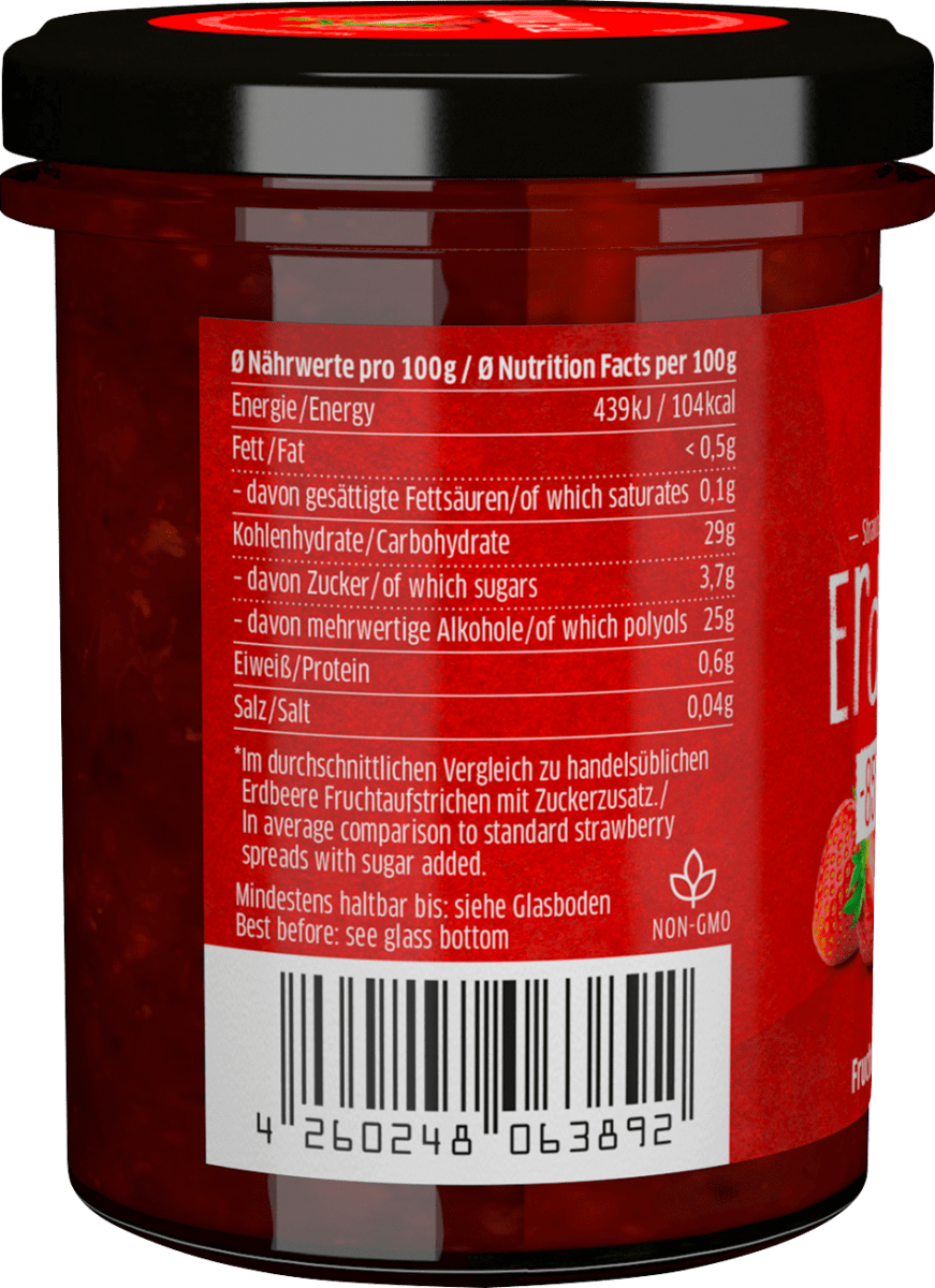 Fruchtaufstrich, Erdbeere mit Xylit, 220 g