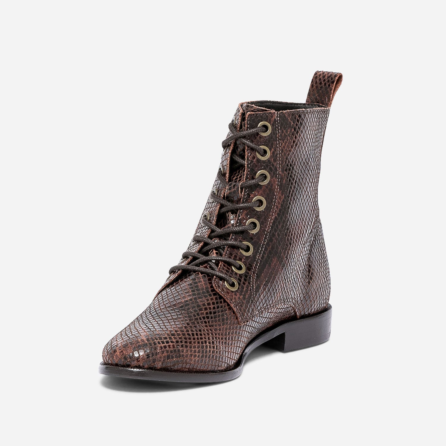 Bottine cognac cuir effet python