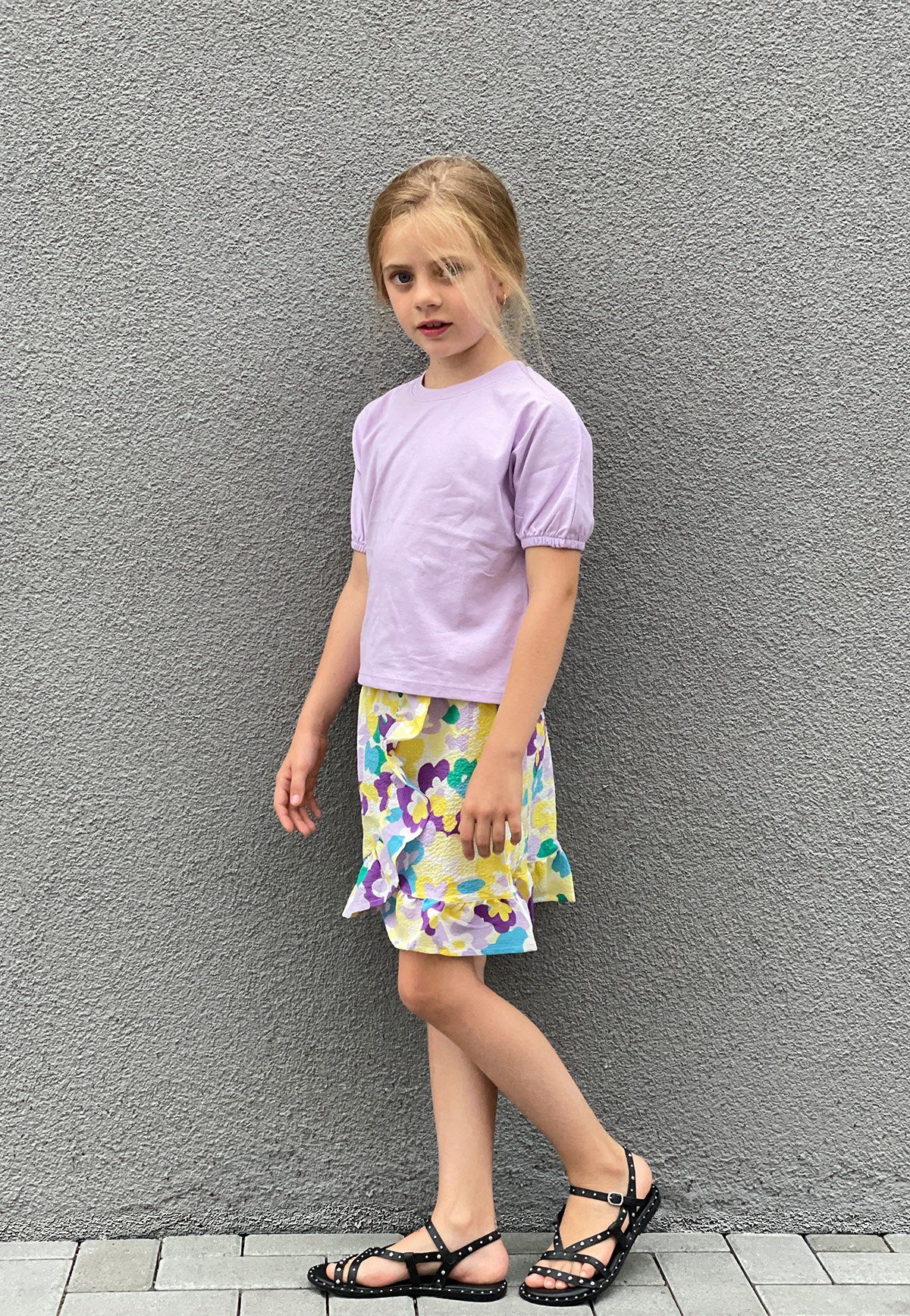 Name It Sommerrock Knielanger Blumen Rock Chiffon mit verstellbarem Bund NKFHIMLA 5714 in Lila