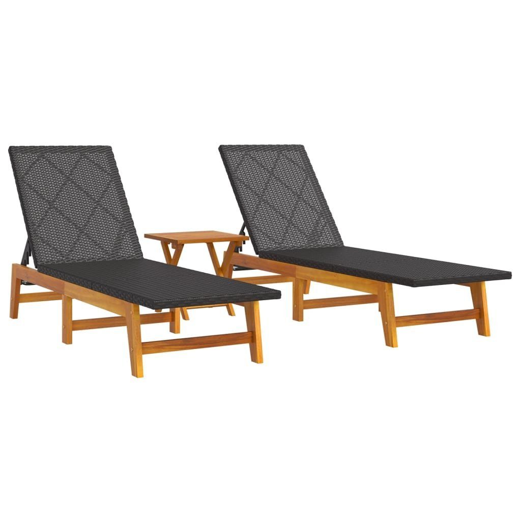 vidaXL Gartenliege 3-tlg. Garten-Lounge-Set Poly Rattan & Massivholz Akazie, 1 St.