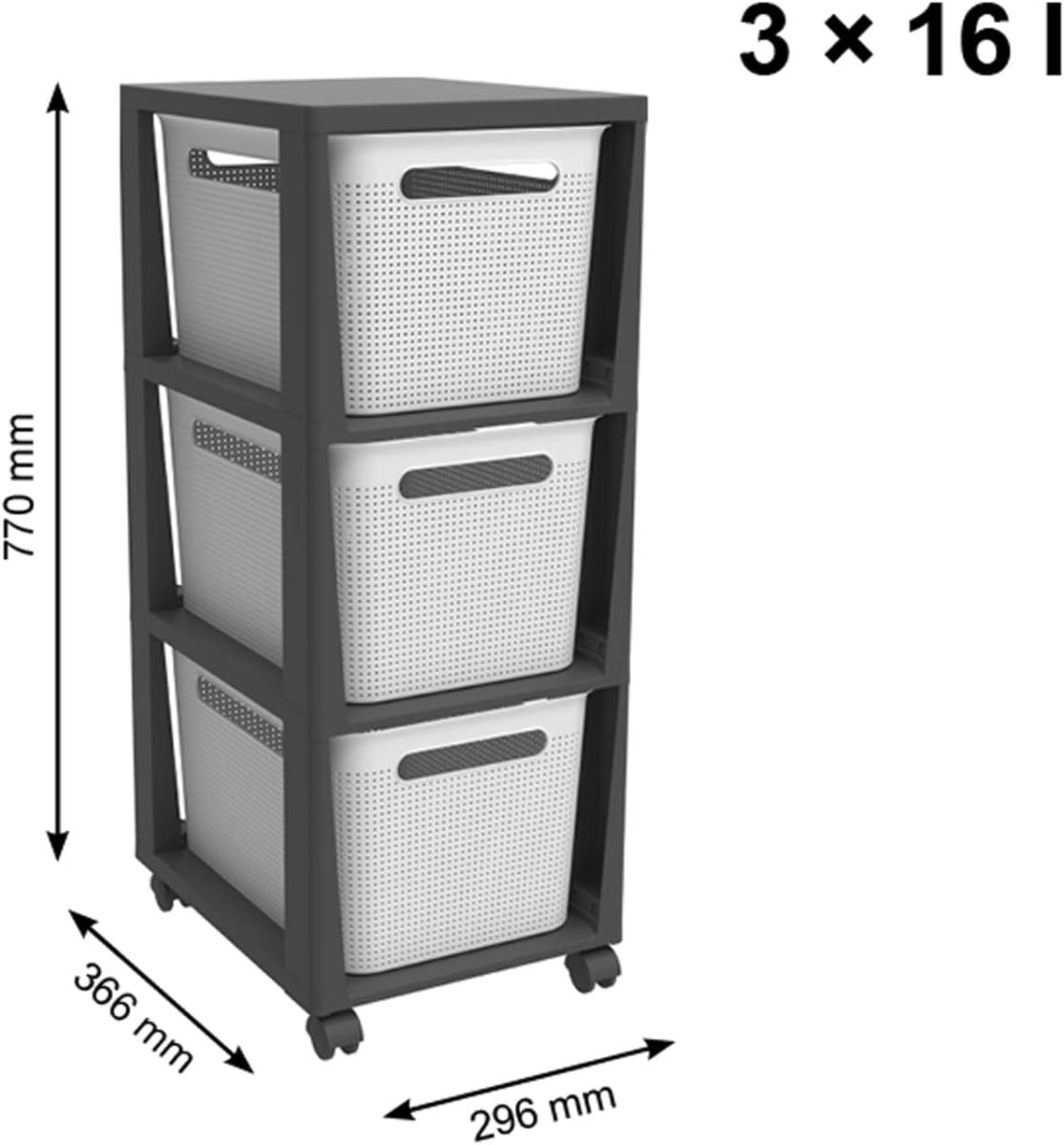 Rotho Brisen Rollcontainer mit 3 Schubladen Weiß
