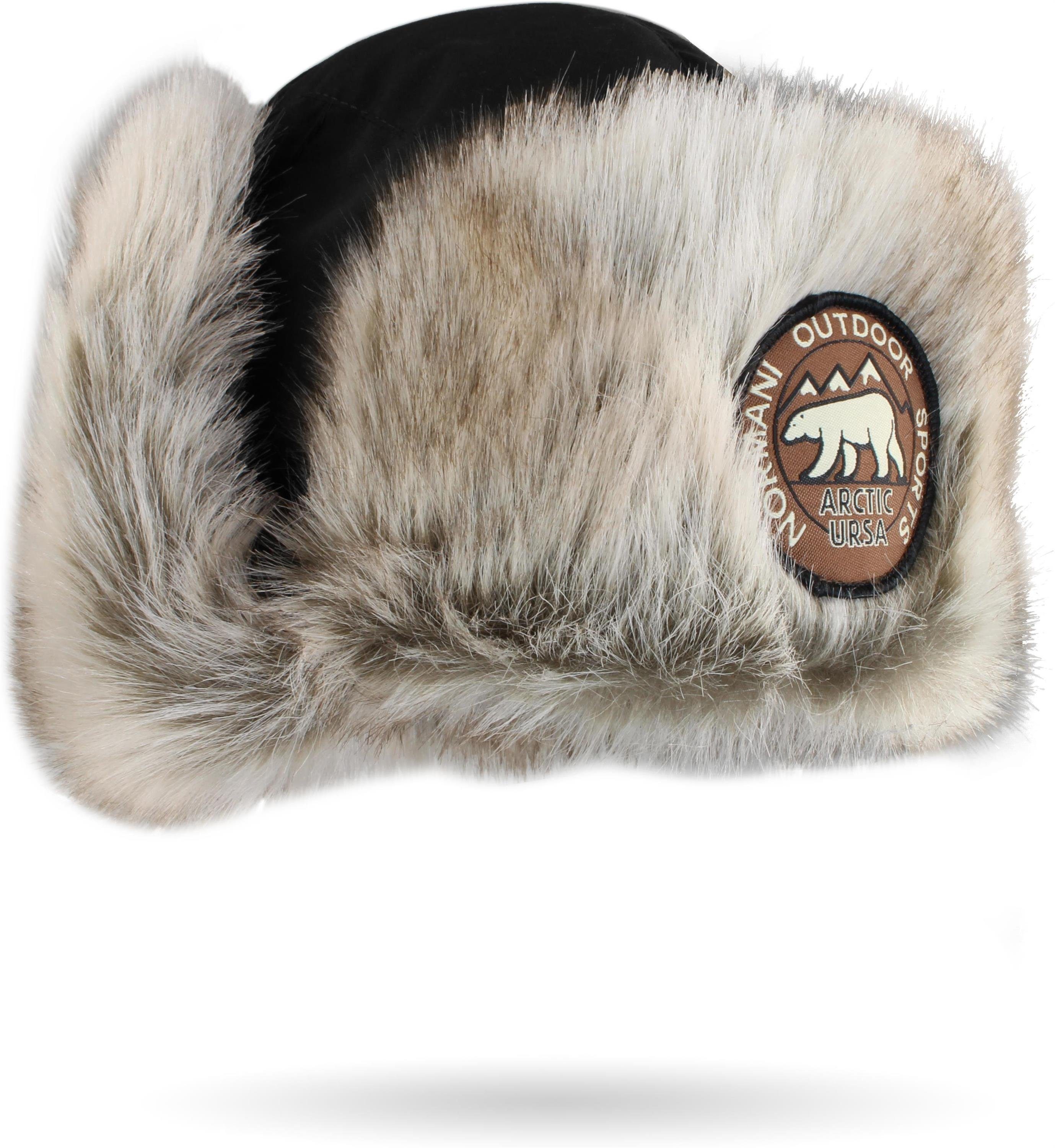 normani Fellimitatmützen Fellmütze Arctic Ursa Wintermütze Winterkappe Tschapka mit Ohren- und Nackenwärmer