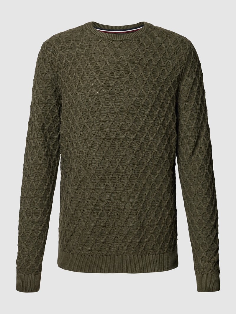 Strickpullover mit Strukturmuster in olivgrün