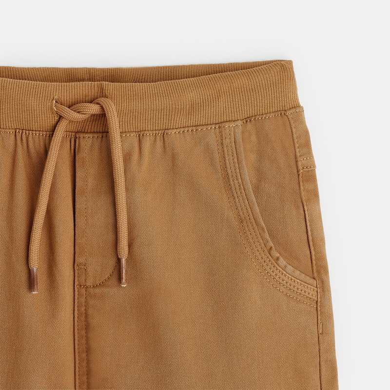 Jogpant uni en toile stretch marron garçon