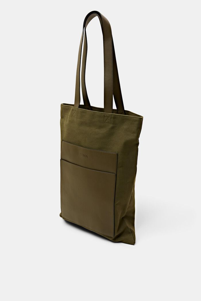 Tote aus Baumwollcanvas mit Details in Lederoptik