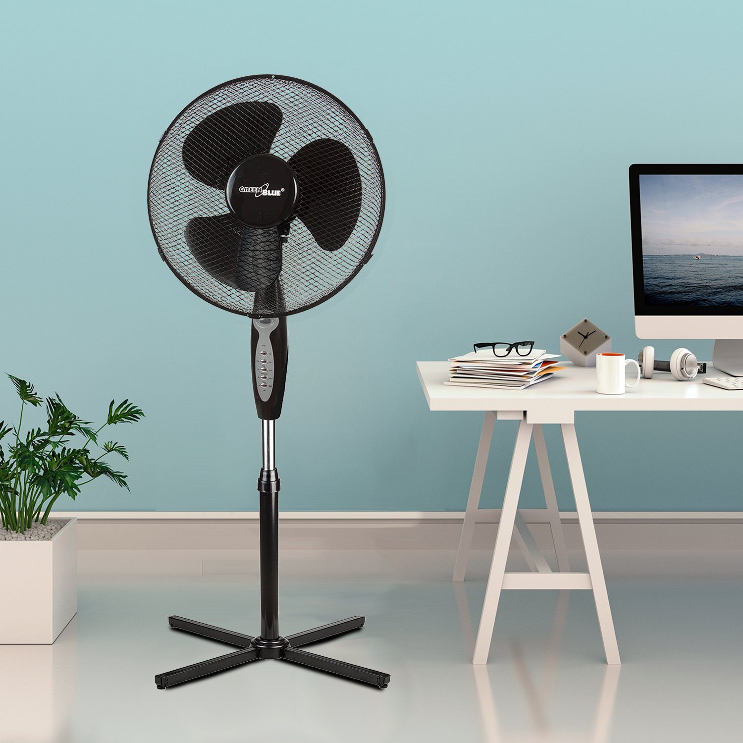 GreenBlue Standventilator GB580, mit Schwenkfunktion, Timer, 3 Betriebsmodi & Fernbedienung
