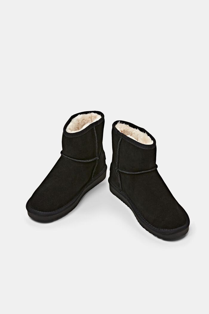 Veloursleder-Boots mit Kunstfellfutter