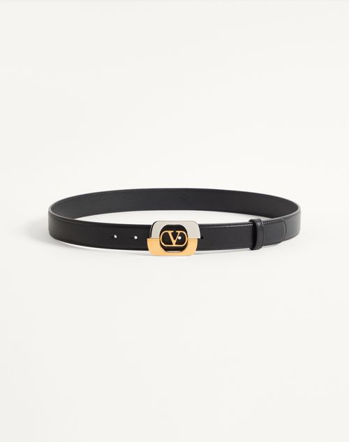 Cinto exclusivo Valentino Garavani VLogo em pele de bezerro brilhante 30 mm