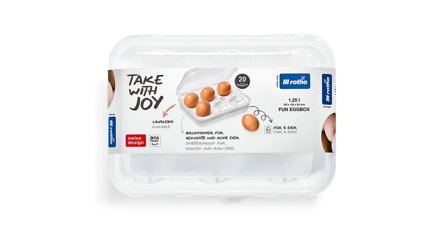rotho Transportbox für 6 Eier FUN Transparent/ Weiss
