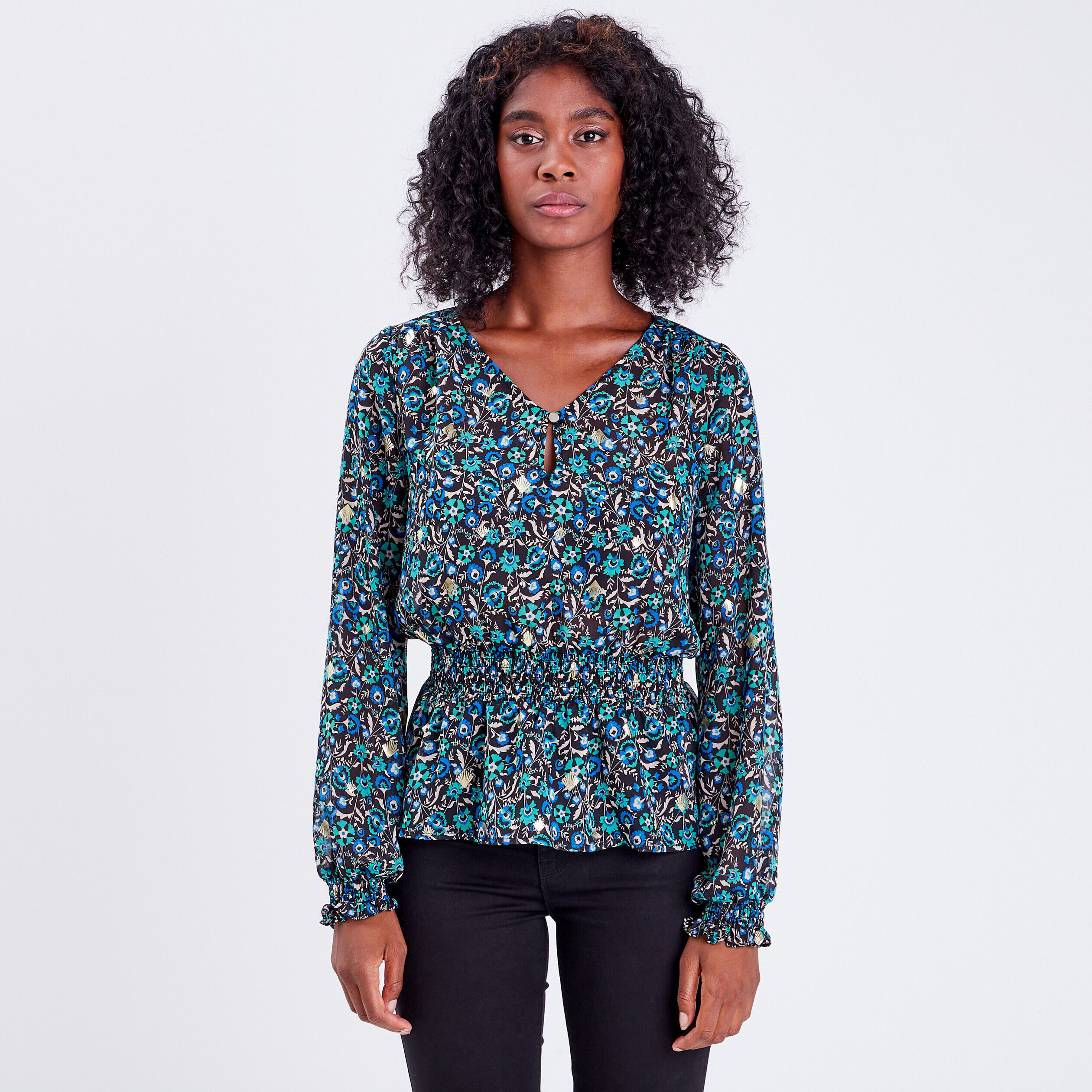 Blouse manches longues noir femme | Cache Cache