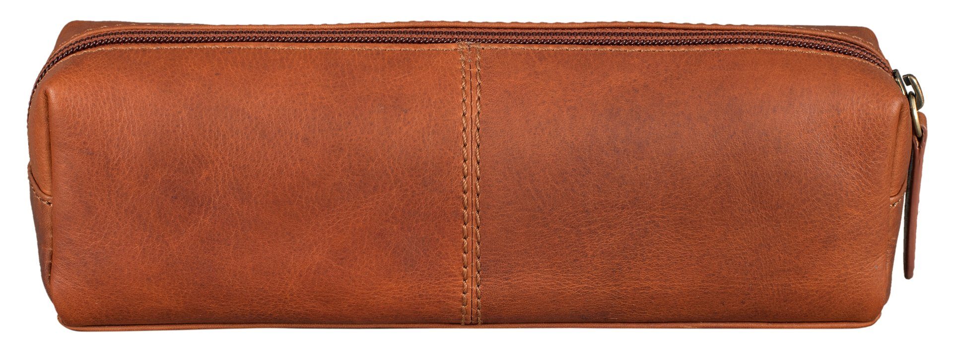 Benthill Pencilbag Echt Leder Federmappe Leder Vintage Federmäppchen Kosmetiktasche, Reißverschlussfach