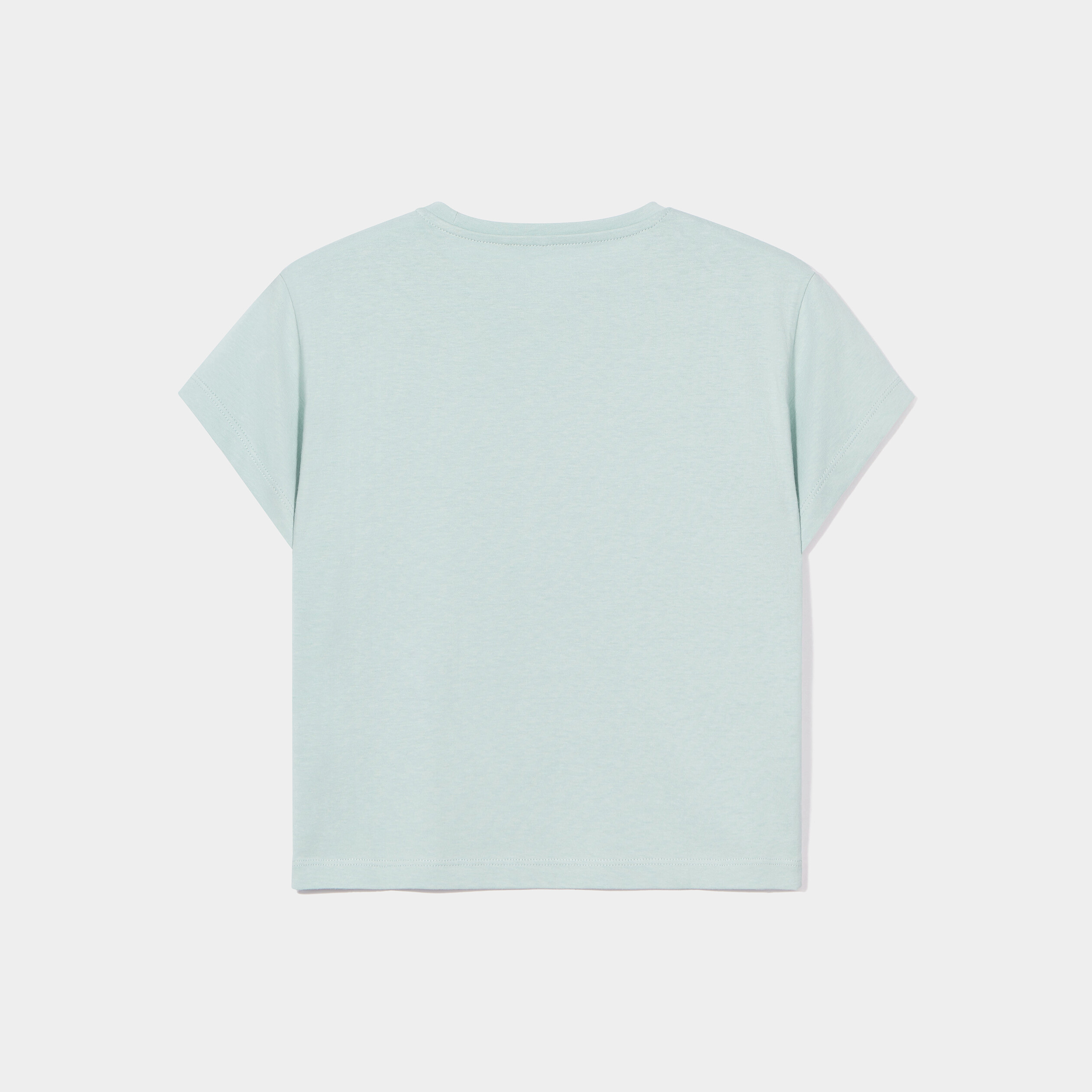 T-shirt à pétales manches courtes coton bleu gris fille | La Halle