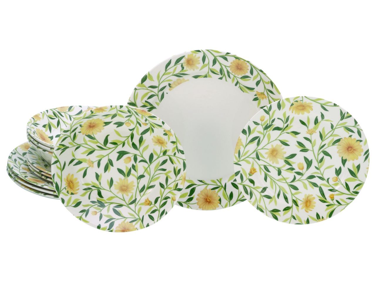 CreaTable Amarilla, 12-teiliges Geschirrset, Teller Set aus Steingut