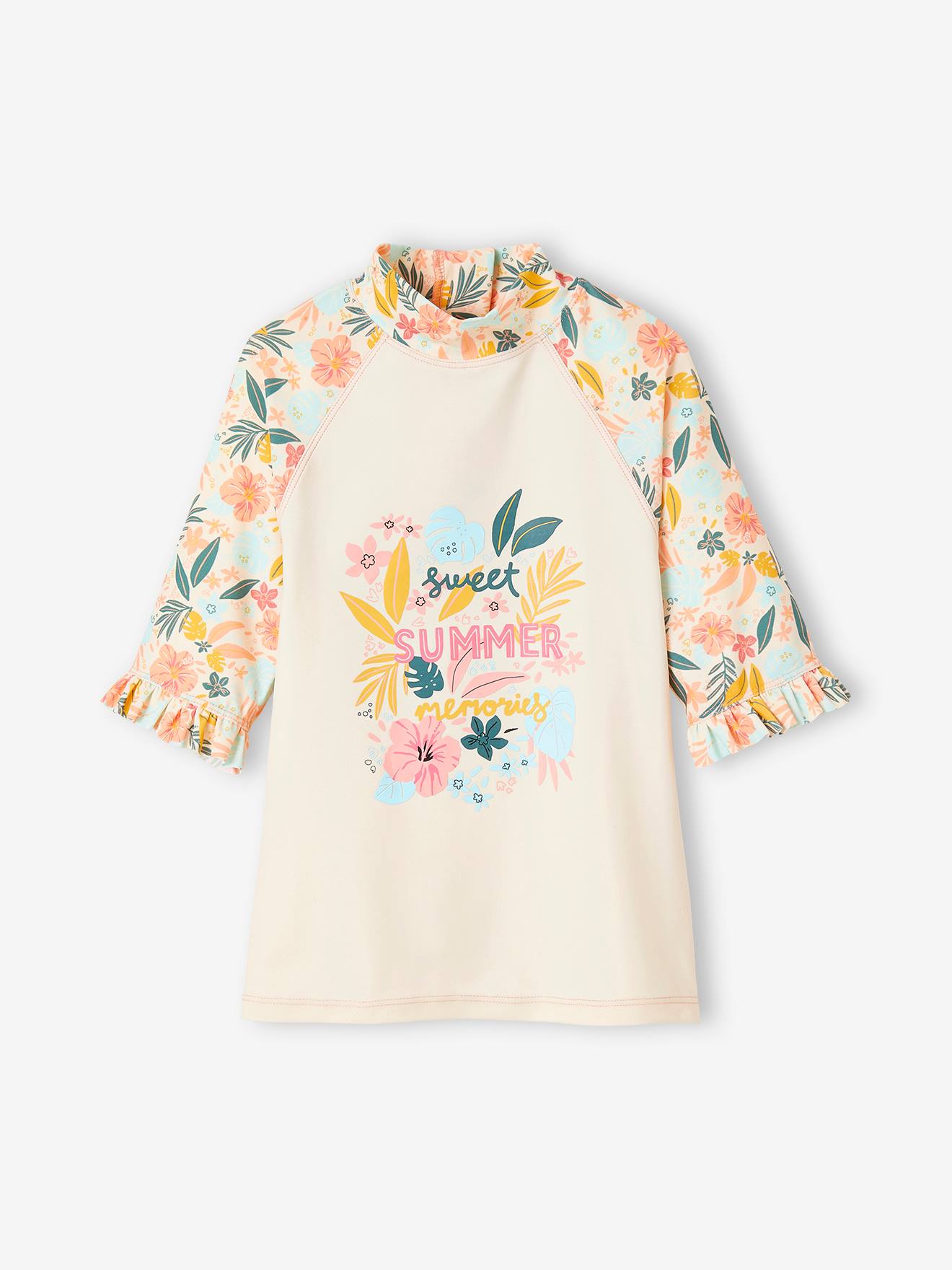 Ensemble de bain anti-UV fille T-shirt + culotte rose pâle