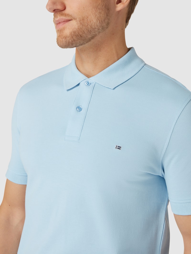 Poloshirt mit Label-Stitching in bleu