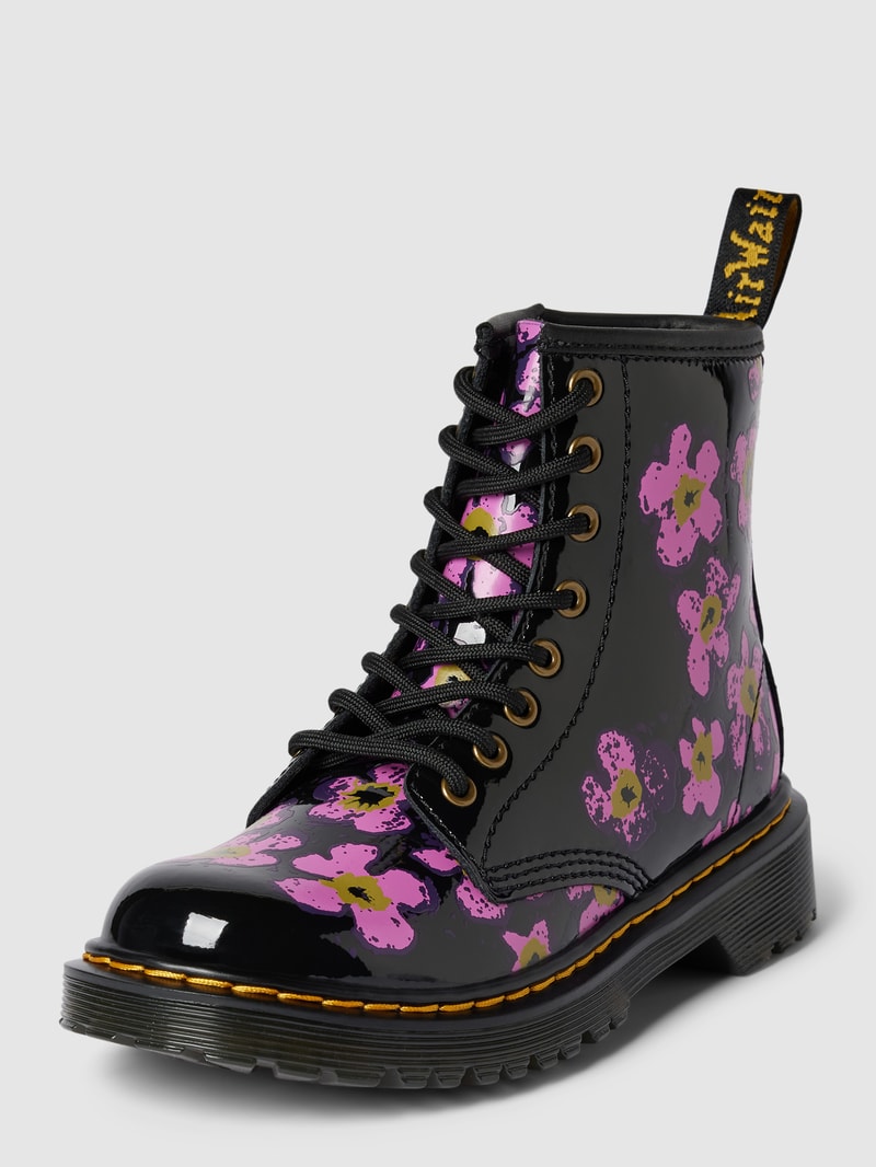 Boots aus Leder mit Allover-Muster in schwarz
