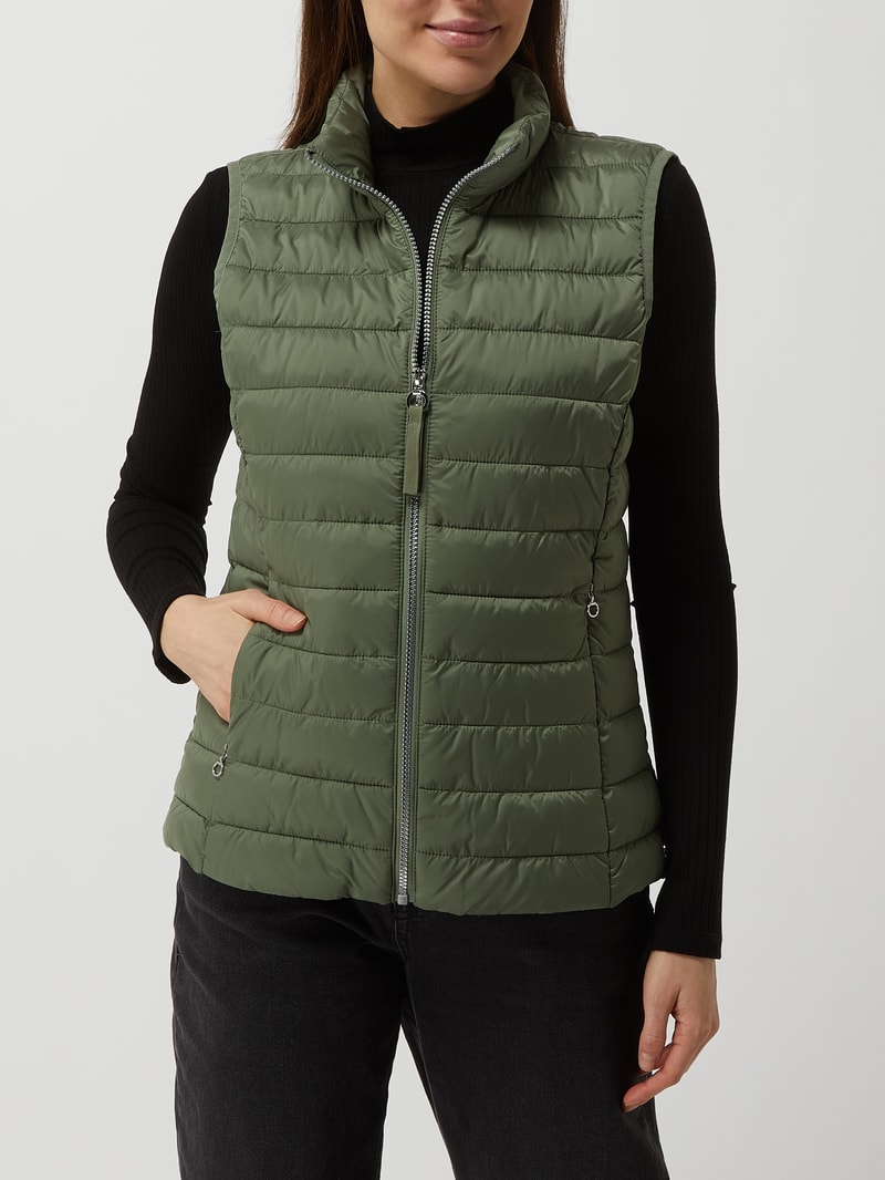 Steppweste mit Stehkragen in khaki