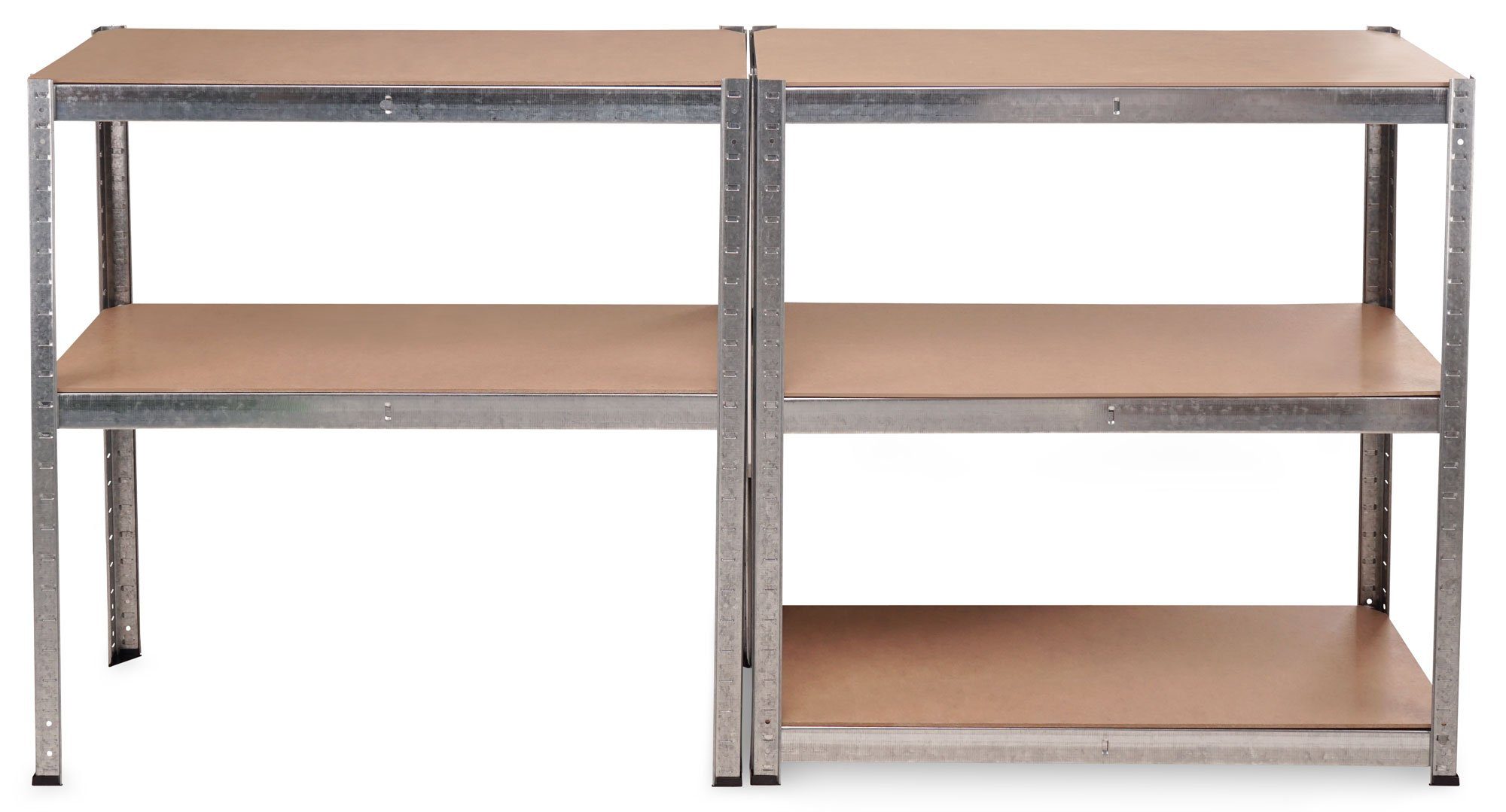 Stagecaptain Schwerlastregal Lagerregal - 5 variabel montierbare Böden - auch als Werkbank umbaubar, 4er Spar-Set 4-tlg., Tragkraft pro Boden: 175 kg, gesamt 875 kg