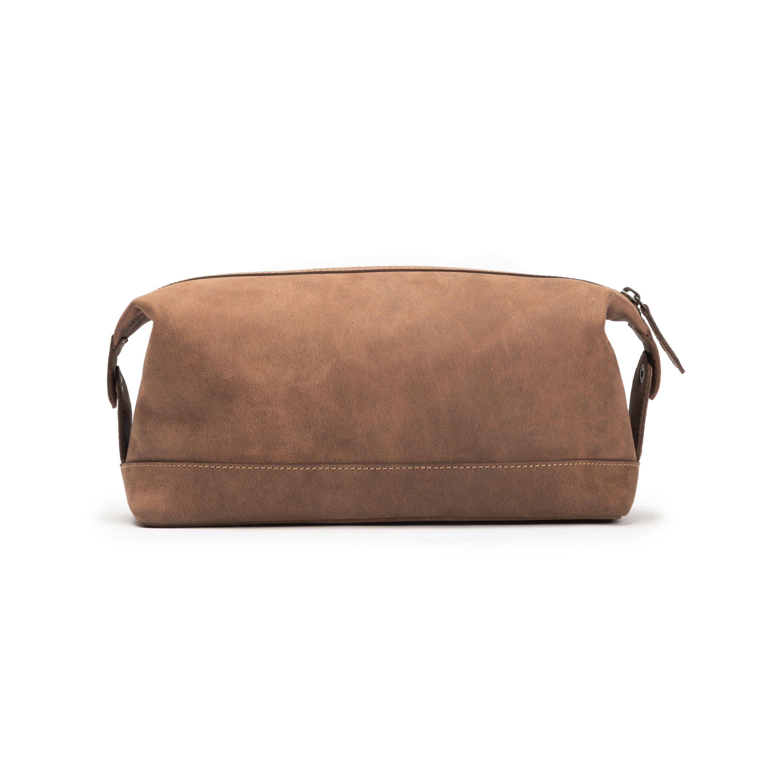 DRAKENSBERG Reisetasche Weekender David & Kulturbeutel Ben Havanna-Braun, handgemacht aus hochwertigen Büffelleder, für Damen und Herren
