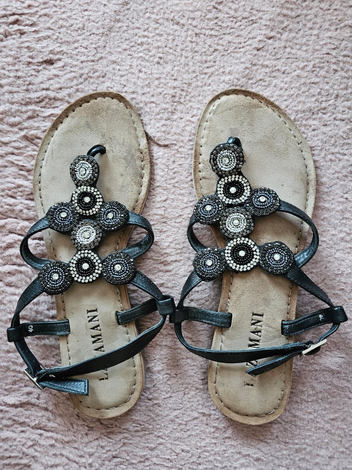 Lazamani Leder-Sandalen in Schwarz günstig kaufen 40