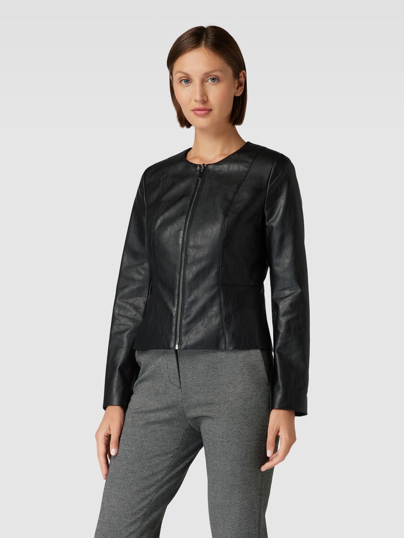 Jacke in Leder-Optik in schwarz