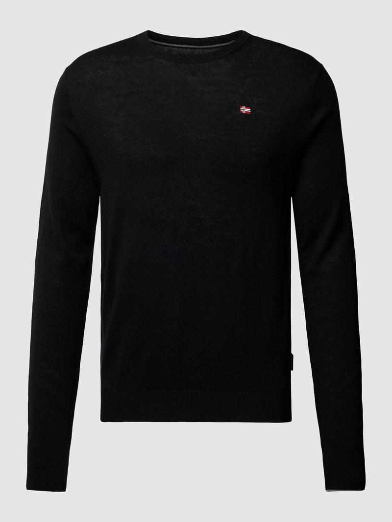 Longsleeve mit Label-Stitching Modell 'DAMAVAND' in schwarz