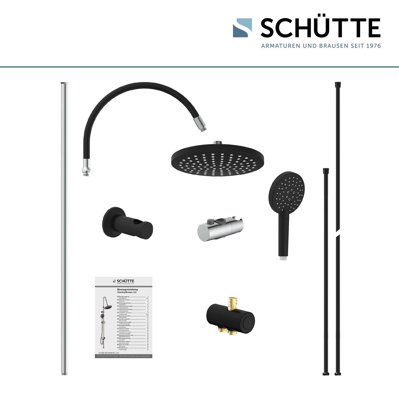 Schütte Duschset MATAO RAIN Chrom/Schwarz matt