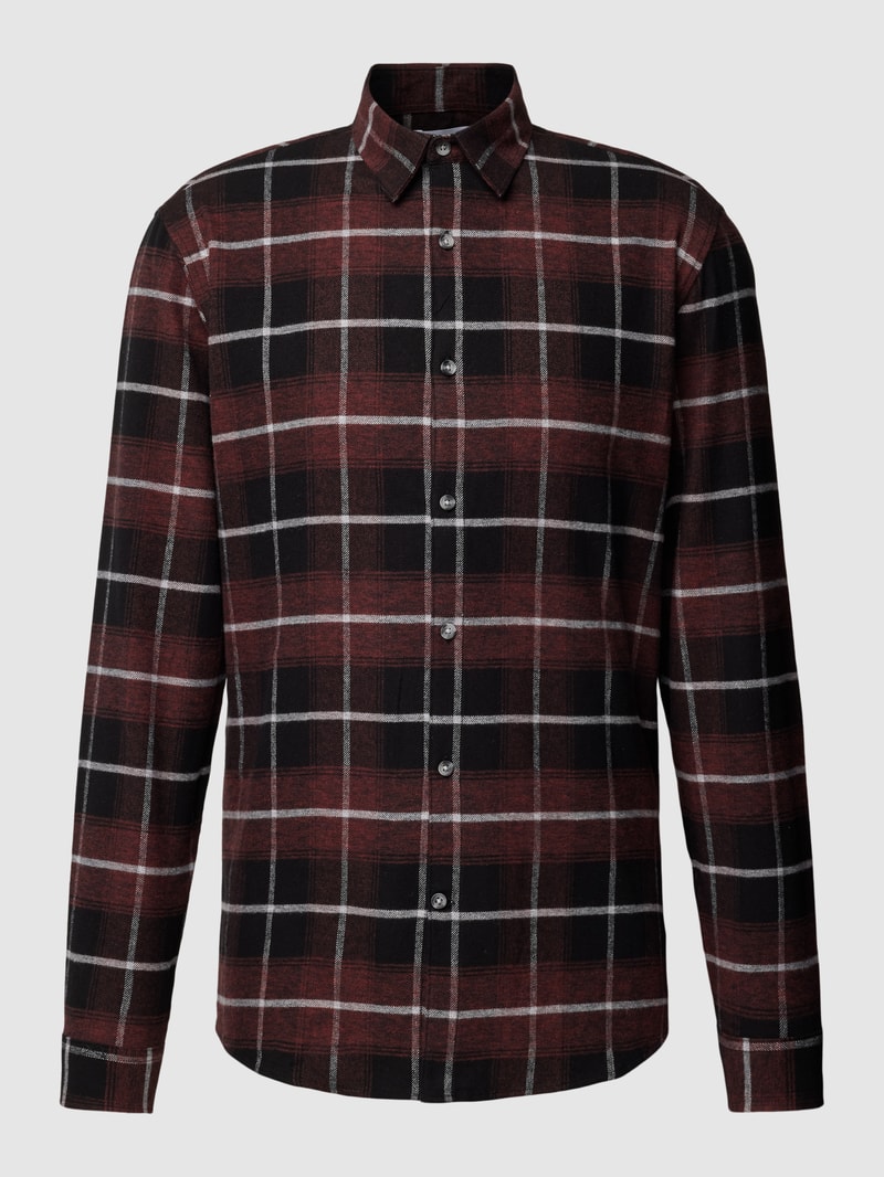 Slim Fit Freizeithemd mit Karomuster in bordeaux rot