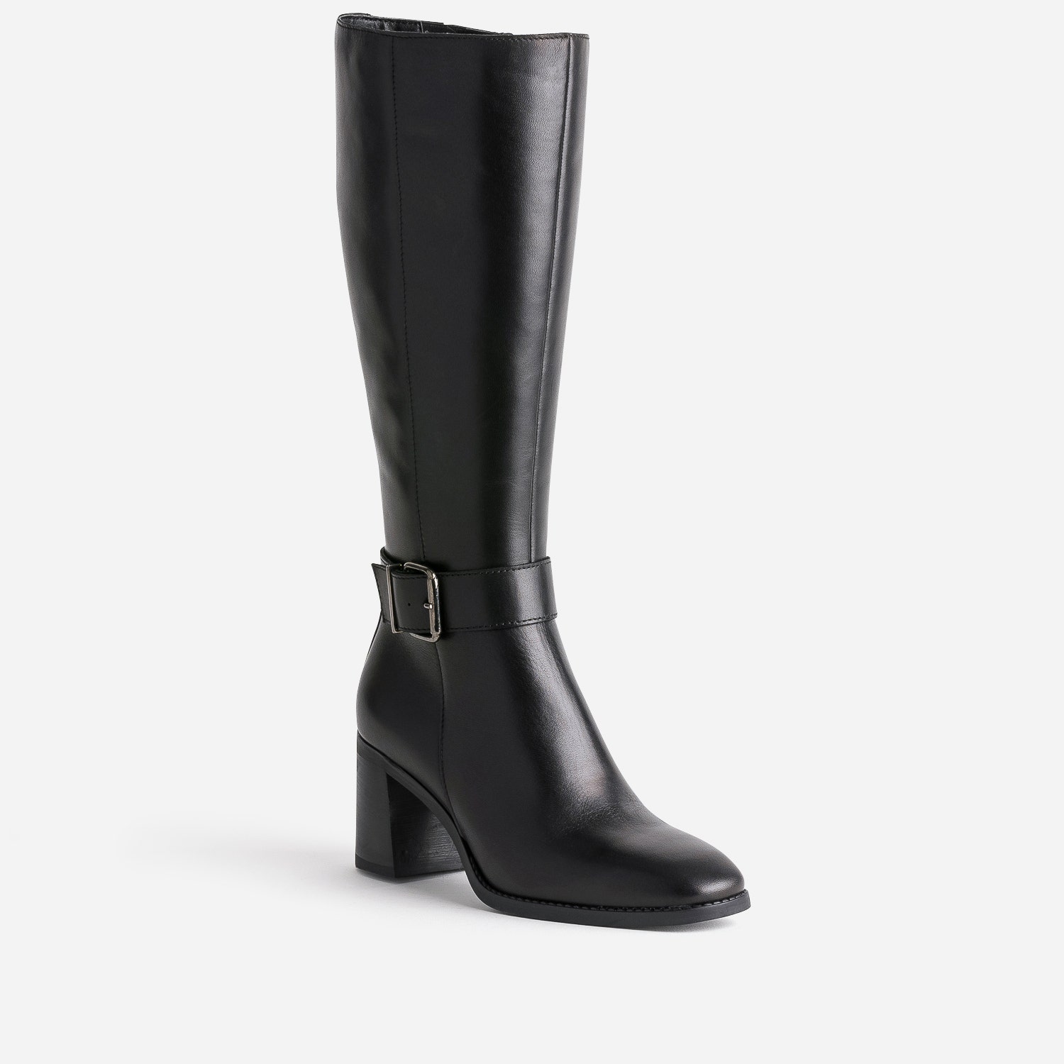 Botte noire en cuir à talon
