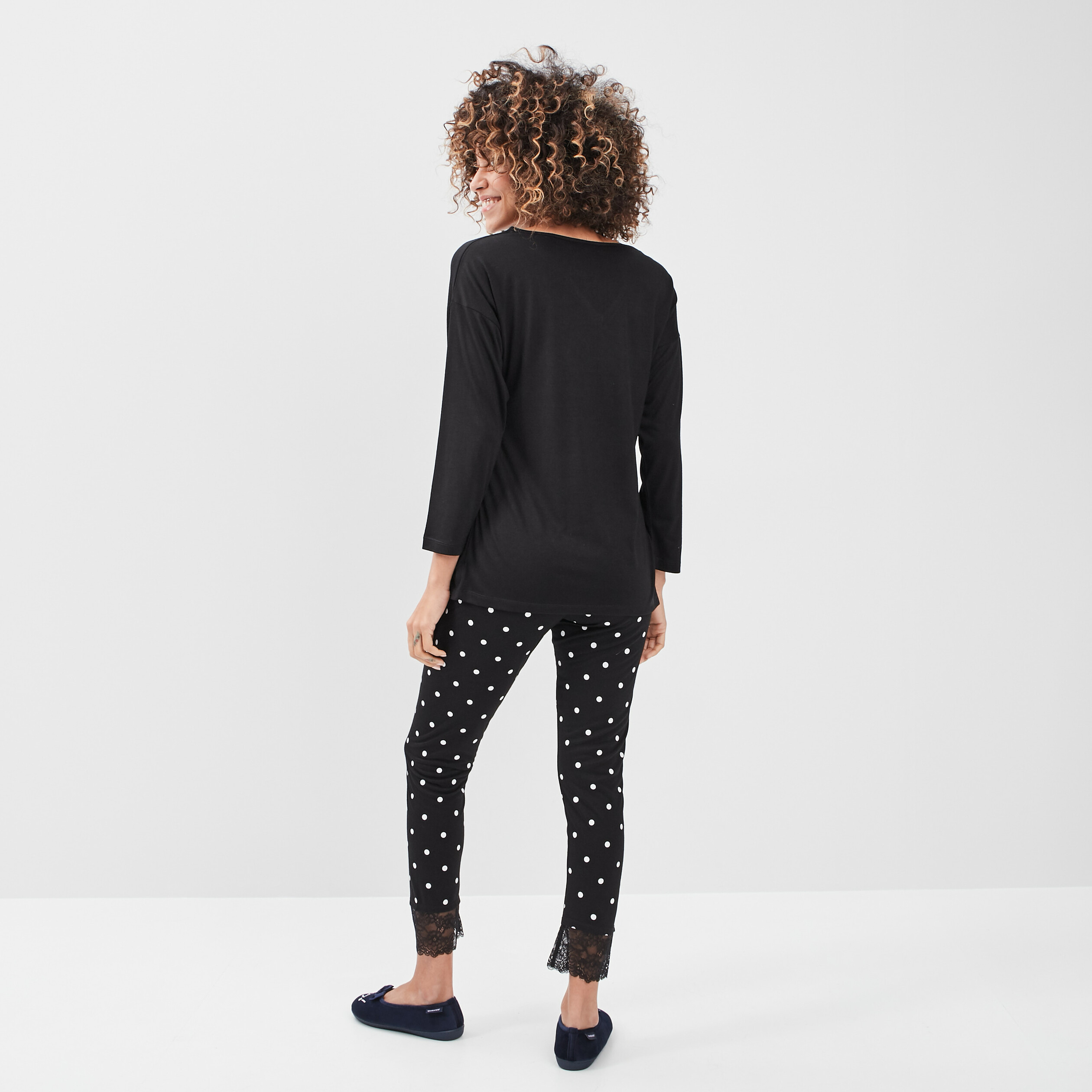 Ensemble pyjama 2 pièces noir femme | La Halle