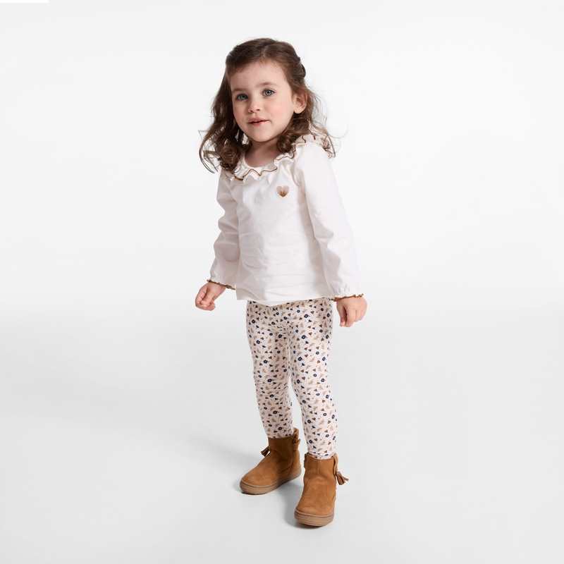 Legging fleuri beige bébé fille