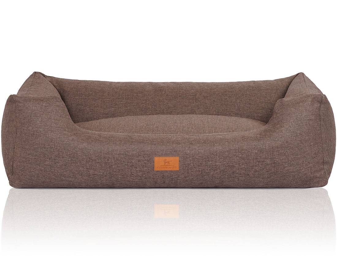 Knuffelwuff Hundebetten Knuffelwuff Hundebett Lotte aus Velours mit feinem Handwebcharakter braun/ grau XXL