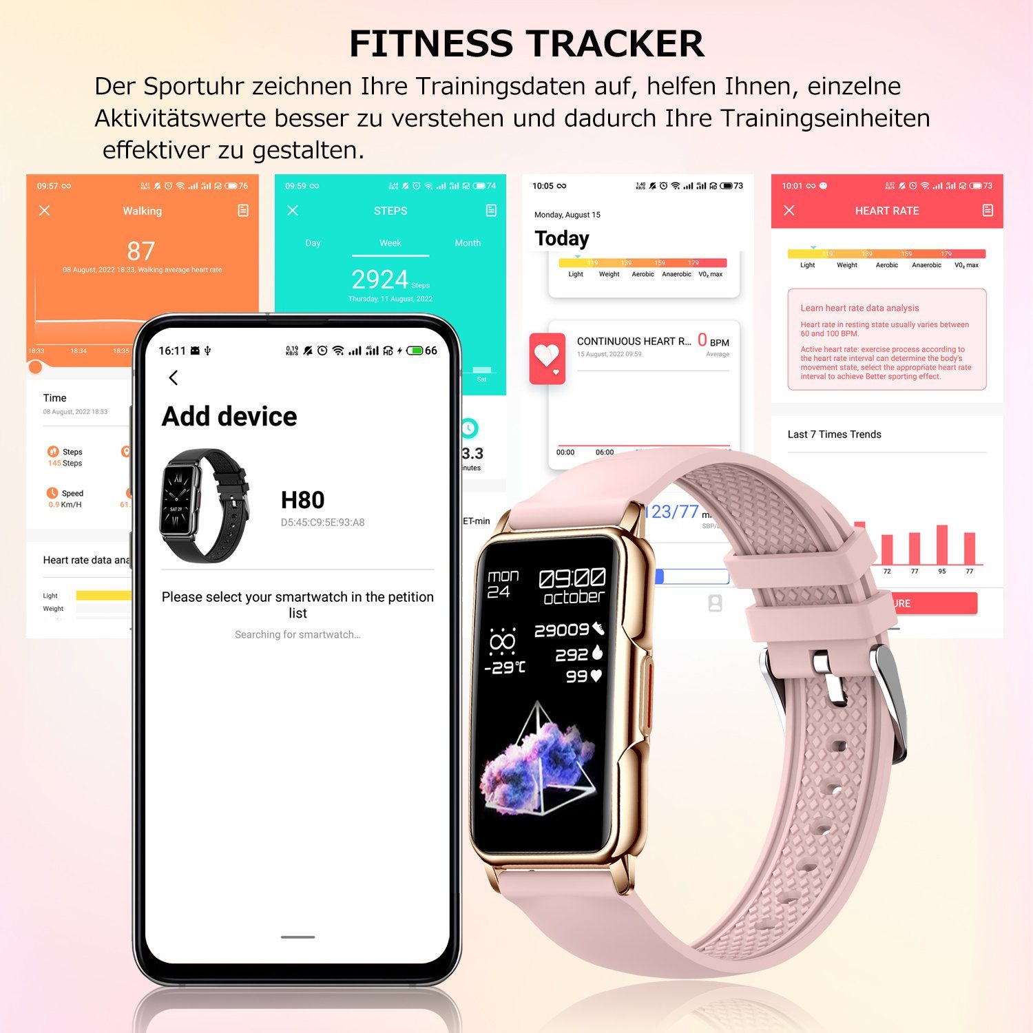 Mutoy Smartwatch, Fitness Tracker Uhr für Damen, Aktivitätstracker Uhren Smartwatch (1,47