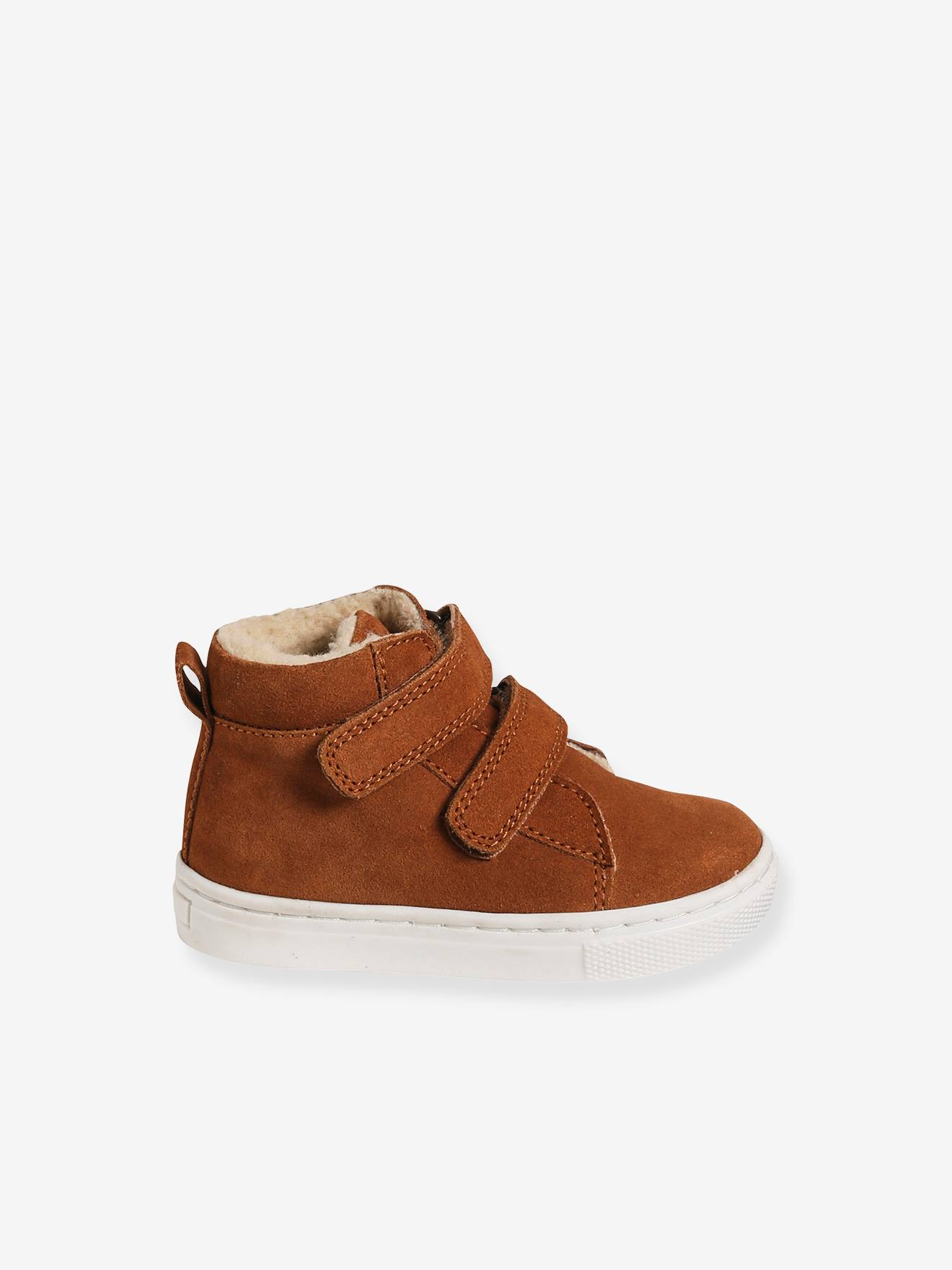 Baskets Mid fourrées bébé mixte en cuir marron clair