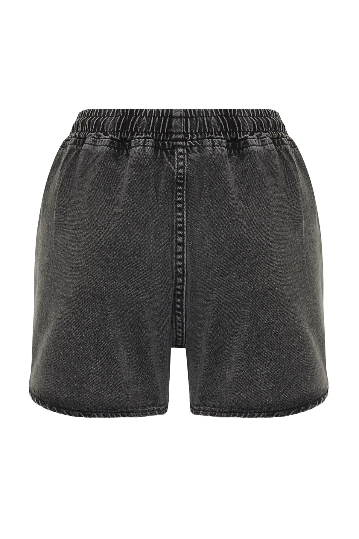Trendyol Collection  Schwarze Jeansshorts mit hoher Taille und elastischem Bund TWOSS24SR00133