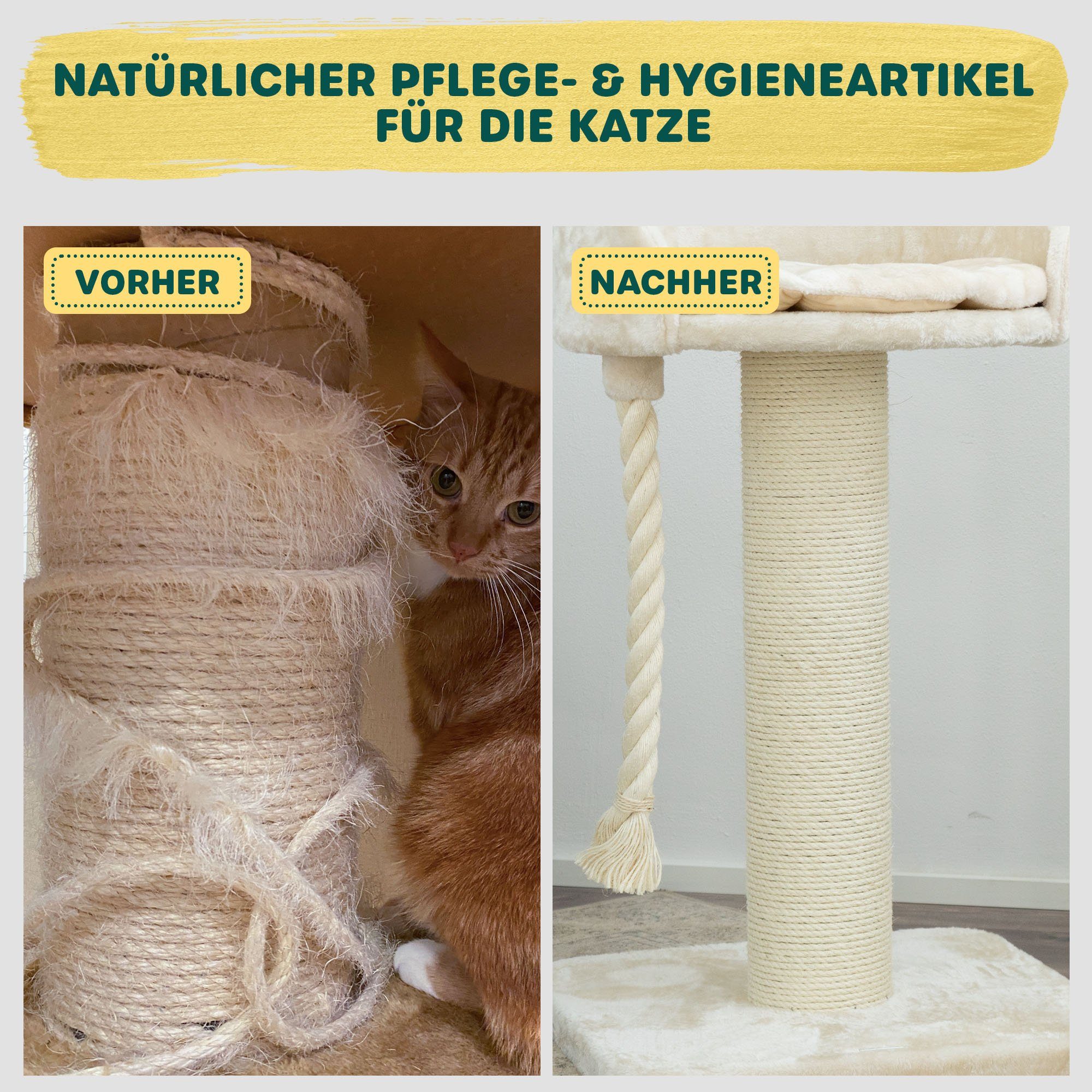 Happypet Kratzbaum Sisalseil, DIY Sisalschnur Hanfseil, Krallenpflege für Katzen, Gratis Spielmaus